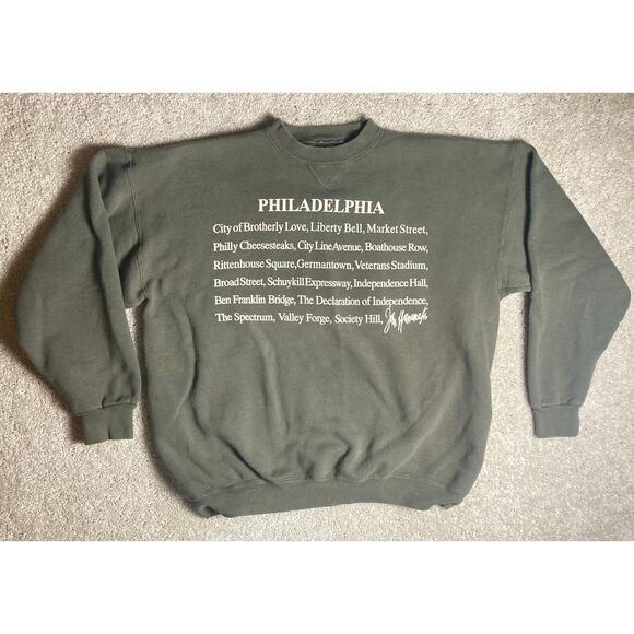 Vintage John Wanamaker Philadelphia Sweatshirt Sweater XL Maze Olive Green - Picture 1 of 6
